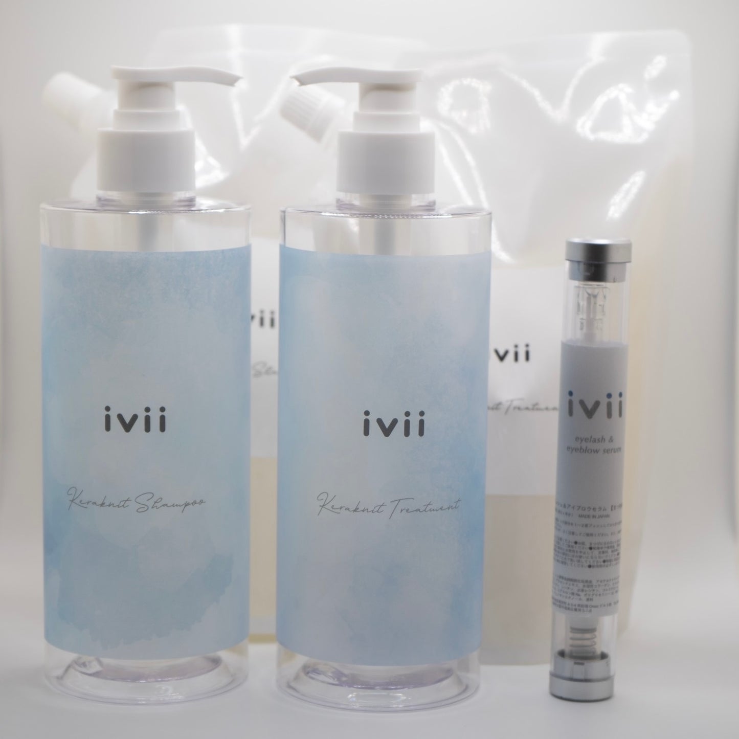 iviiアイビーアイラッシュセラム、ivii keraknit shampoo & treatment３点セット